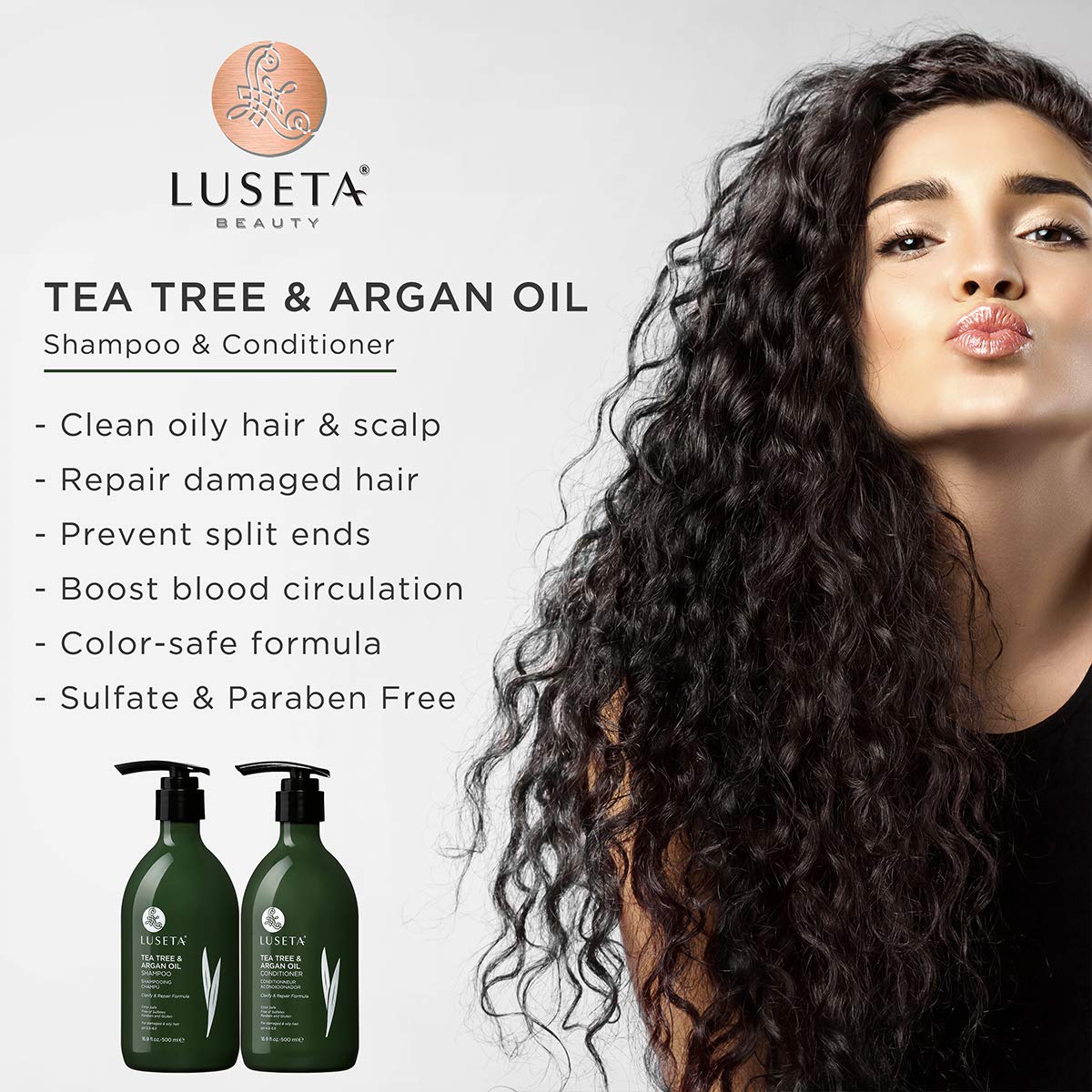 Luseta detangling conditioner bottle promotes smoother, frizz-free results