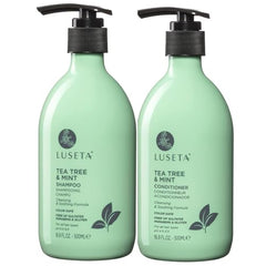 Luseta Tea Tree Mint Shampoo bottle front — refreshing scalp cleanse for dandruff relief