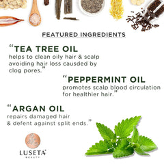 Luseta Tea Tree & Mint Shampoo hair closeup after detangling.