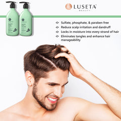 Luseta Tea Tree & Mint Shampoo ingredients with tea tree oil for soothing scalp benefits.