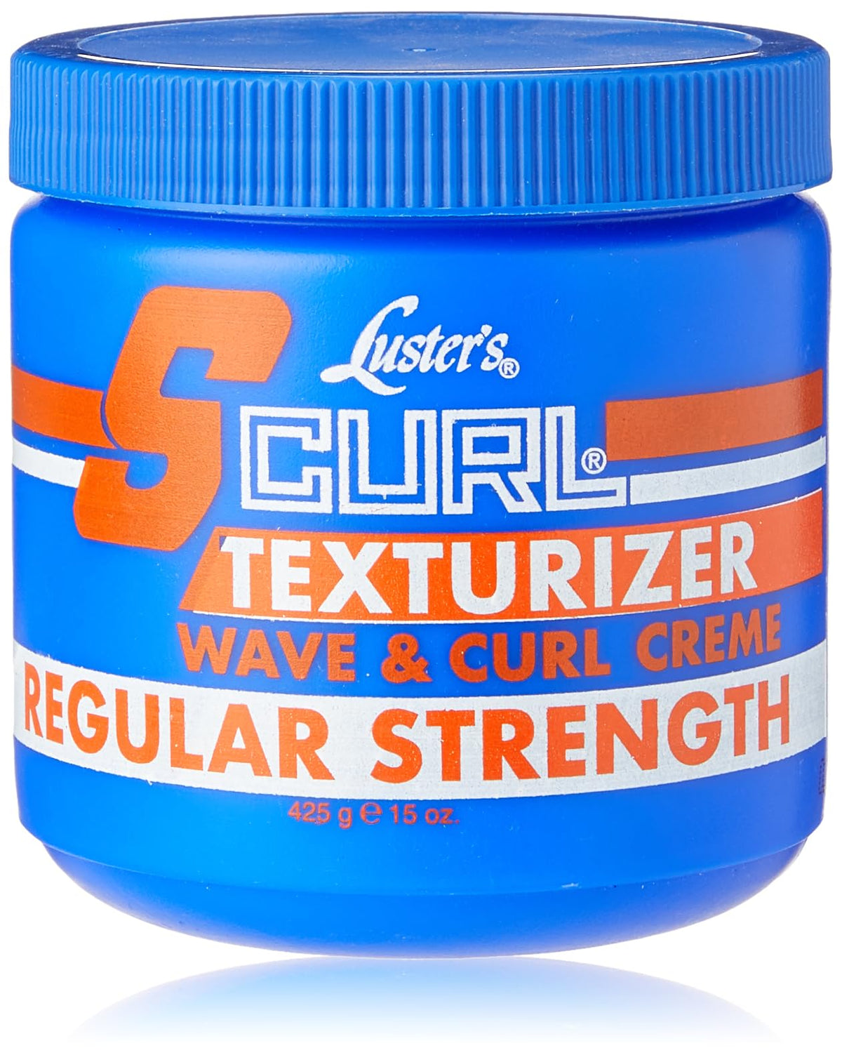 Luster S Curl Texturizer Regular jar closeup shows soft defined curls.