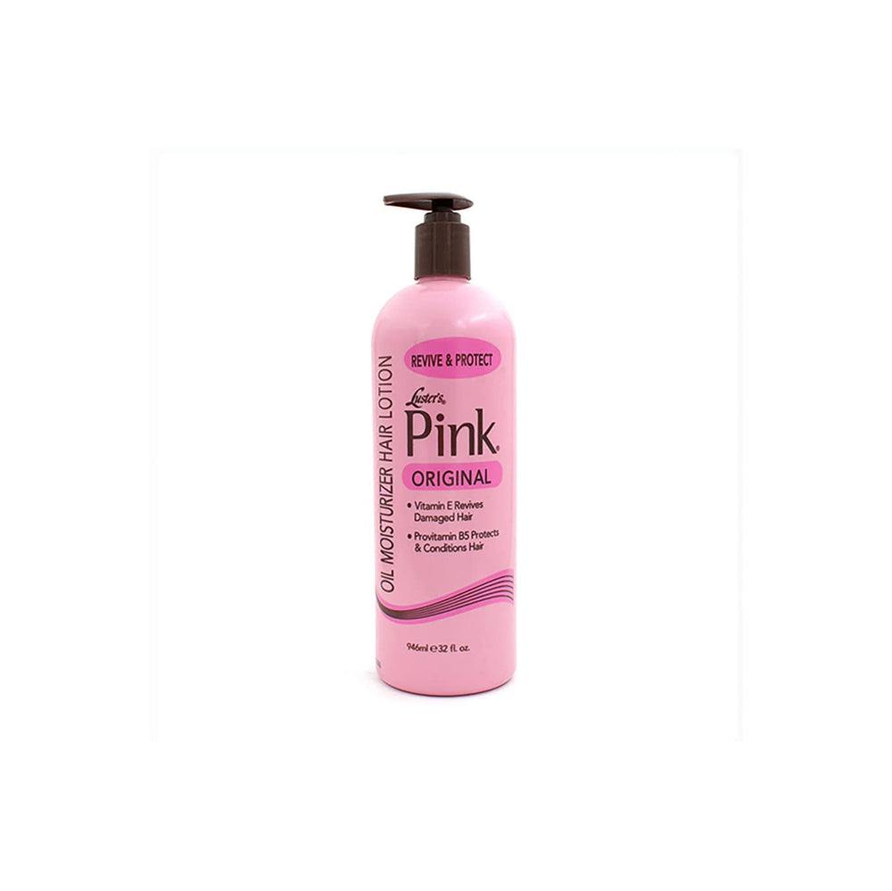Luster's Pink Oil Moisturizer bottle front showing lightweight hydration for dry hair
