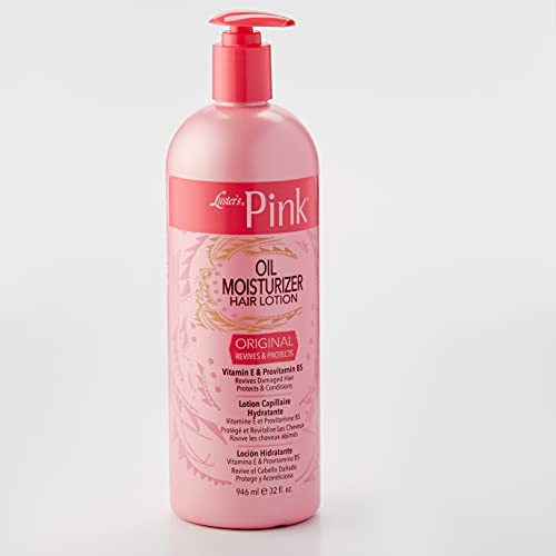 Luster's Pink Oil Moisturizer cap closeup highlights nourishment for smoother hair