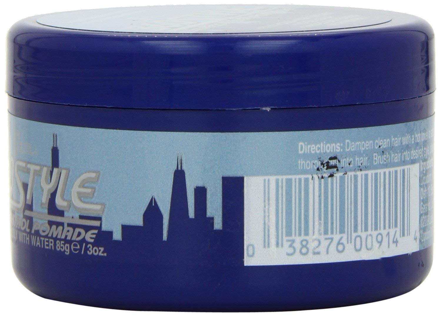 Luster's S-Curl 360 Wave Control Pomade jar back with brand label for authenticity