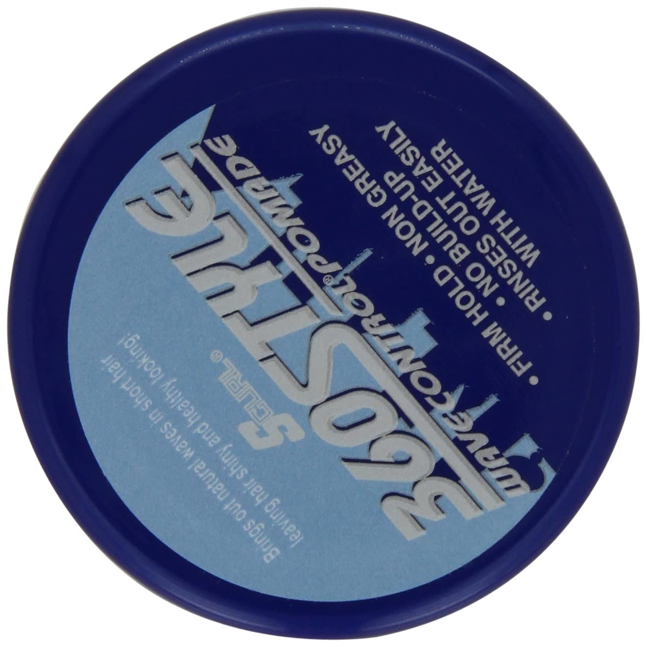 Luster's S-Curl 360 Wave Control Pomade pack shot on retail shelf