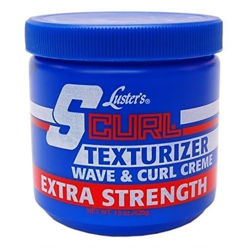 Luster's S Curl Texturizer Extra Strength cream jar closeup shows rich moisture for curl definition.