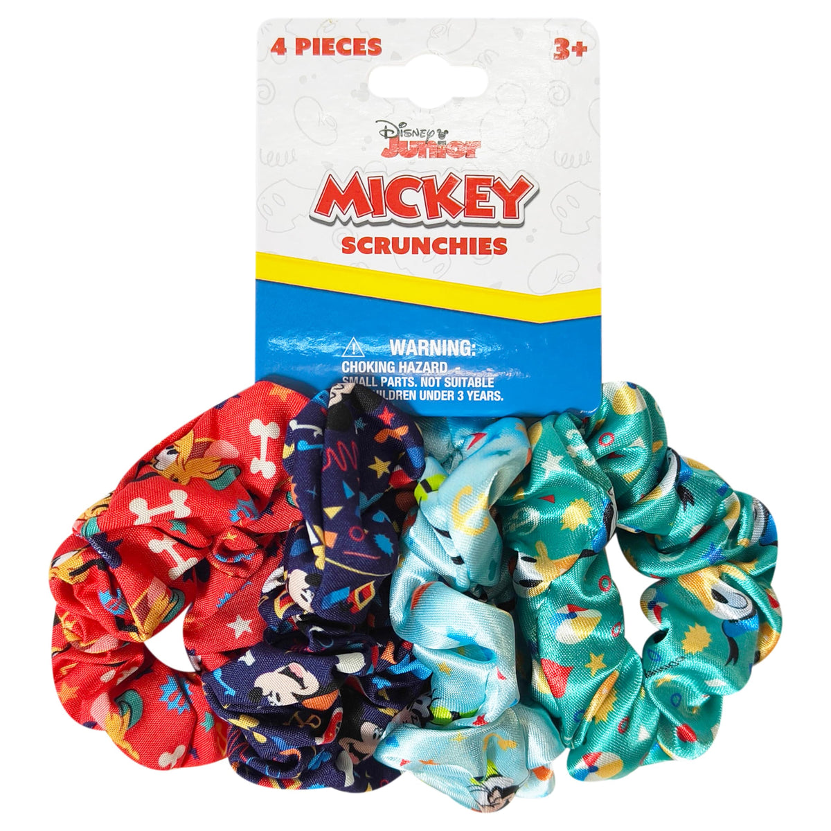LUV HER Disney Mickey Scrunchies pack front showing four large designs for kids' hair