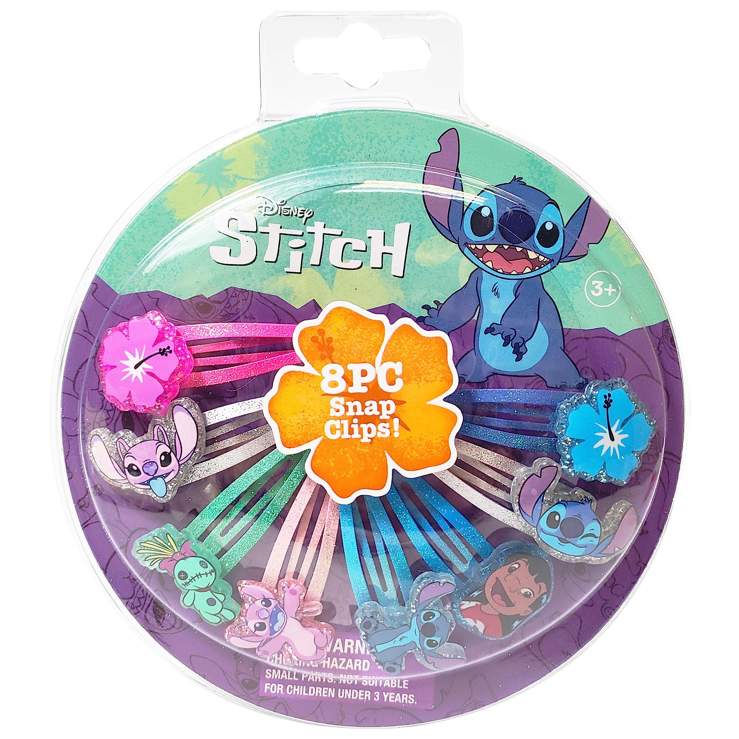 Luv Her Disney Stitch kids hair clips eight-pack in multi colors for playful, secure hairstyles.