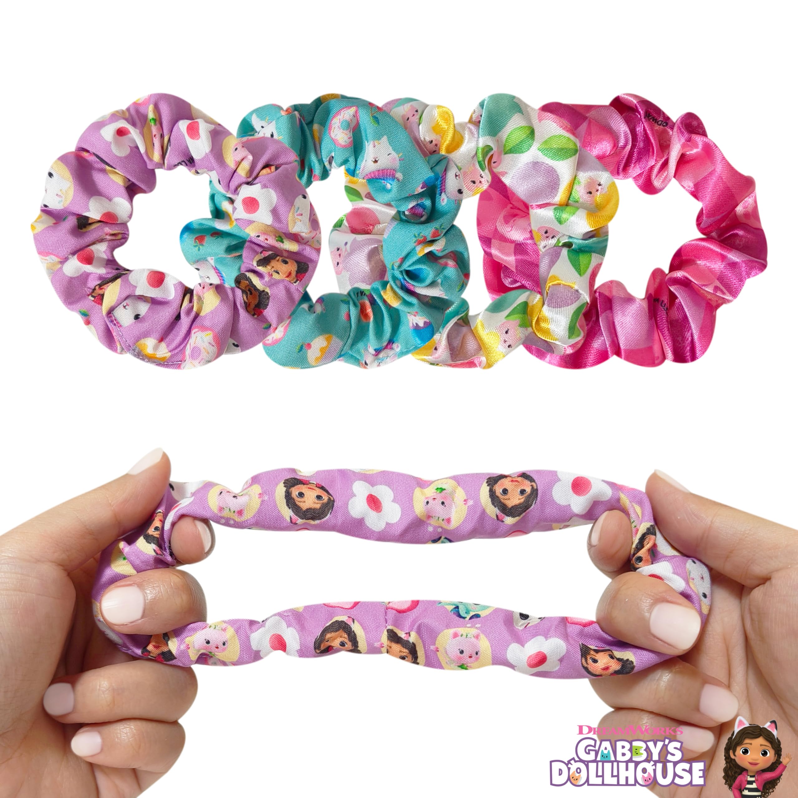 LUV HER Gabby's Dollhouse scrunchies 4-colors variety for mix-and-match outfits