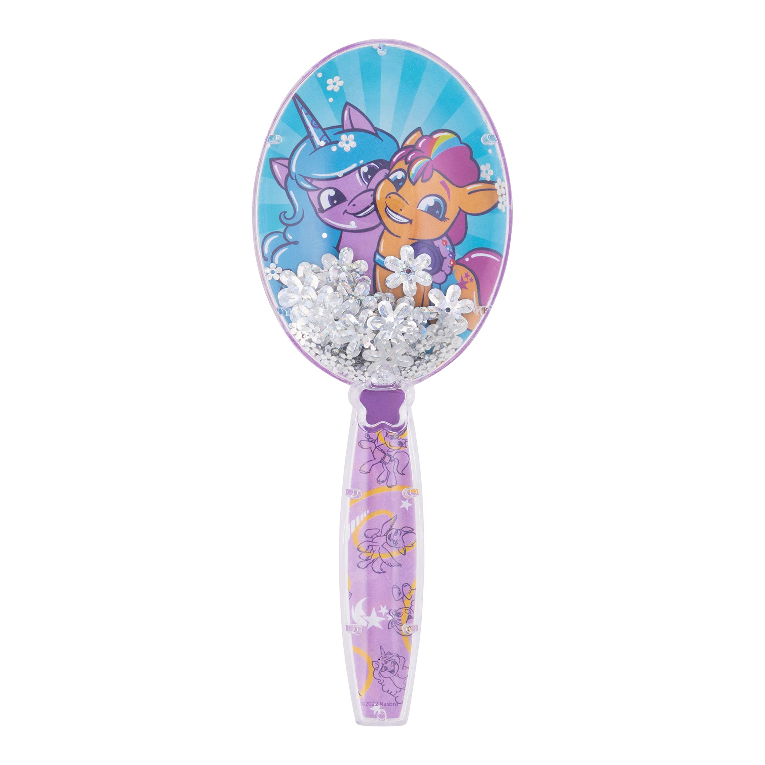 LUV HER hair brush features floating silver flowers for magical grooming