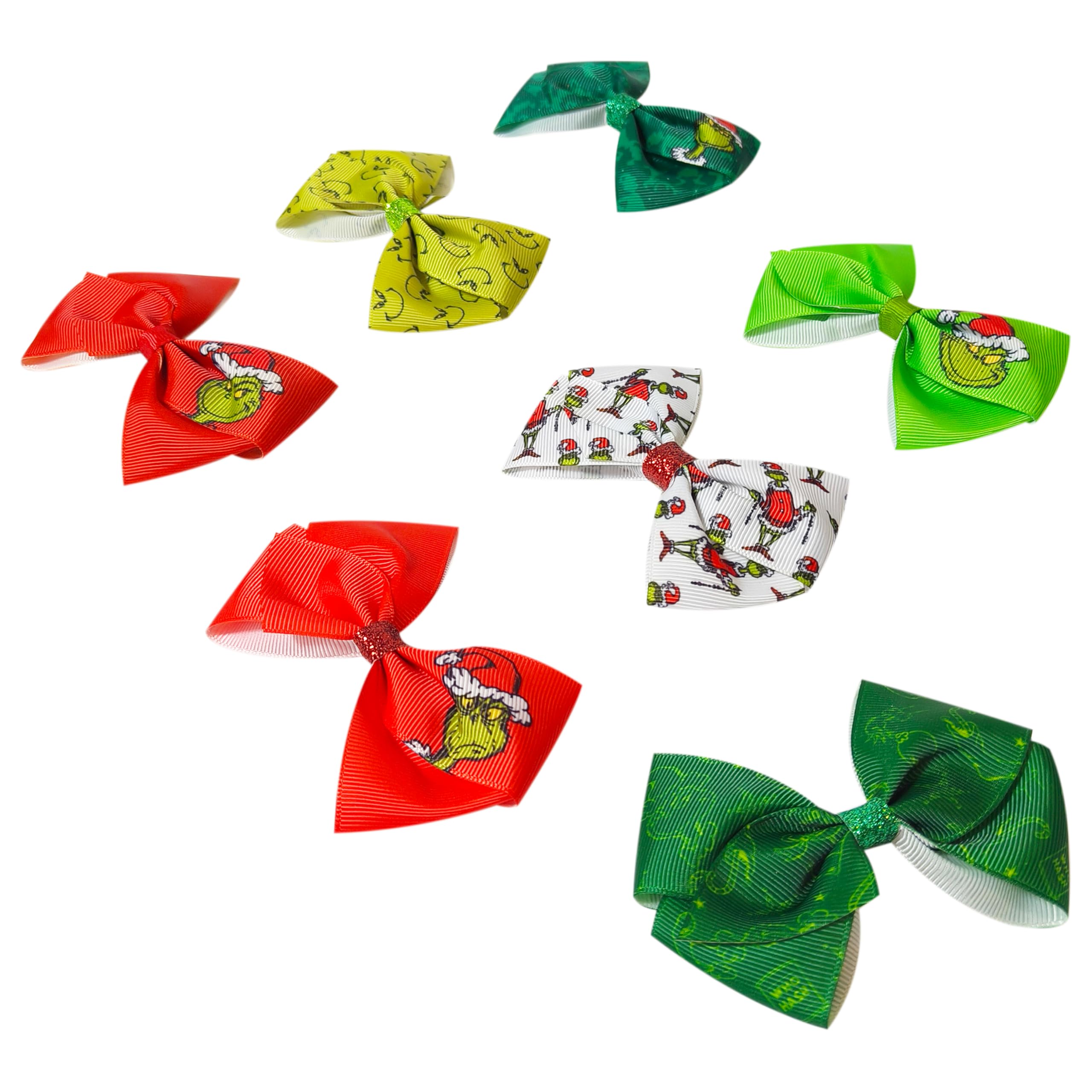Luv Her Grinch bows multi-colors ready for daily dress-up and holidays.