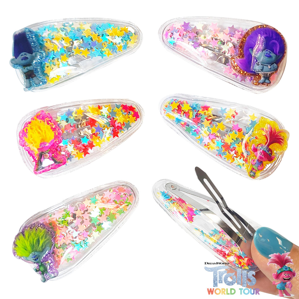 Luv Her online-exclusive confetti hair clips highlight vibrant colors and character charms.