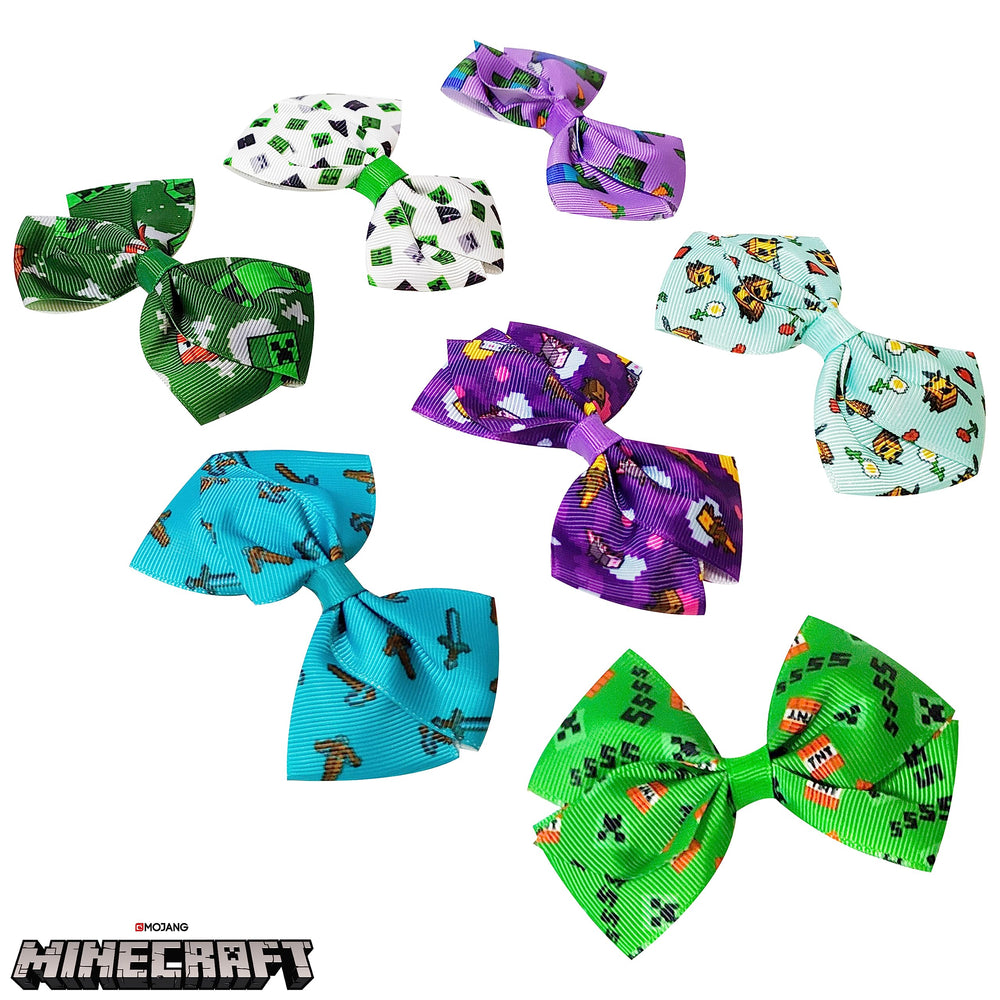 LUV HER Minecraft kids bows alligator clip close-up shows non-slip grip.
