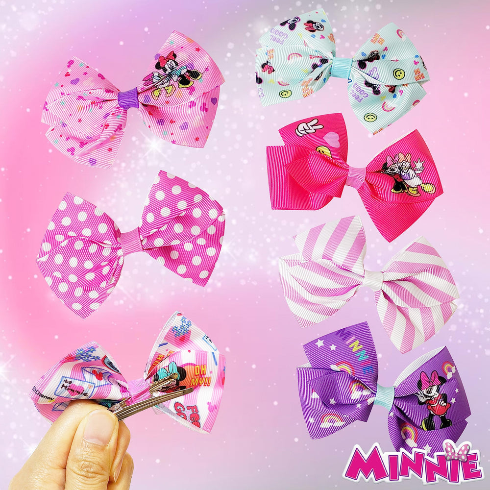LUV HER Minnie bows clip detail shows smooth edges to minimize pulling