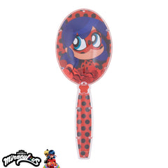 LUV HER Miraculous Ladybug Confetti Hair Brush back view with sparkles adds play appeal.