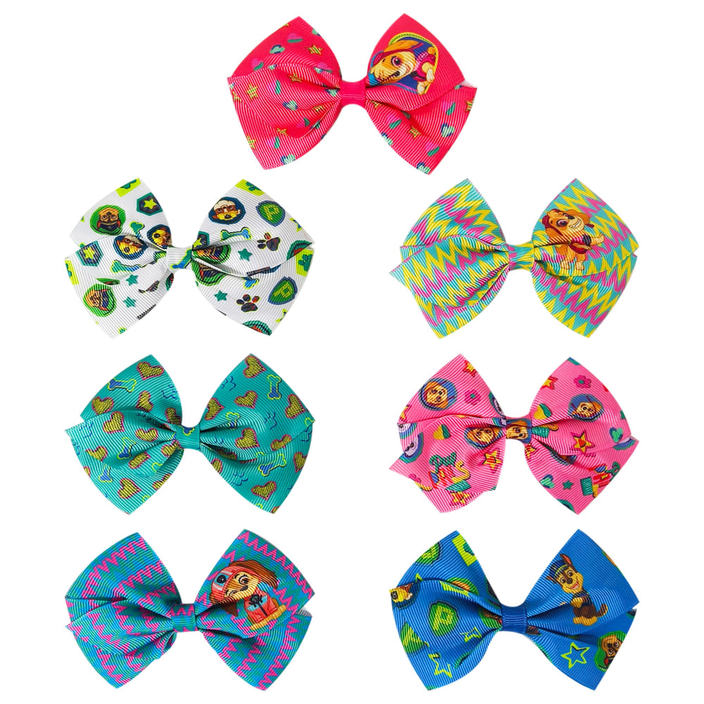 LUV HER Paw Patrol 4-inch bows closeup; bright prints and color for everyday outfits