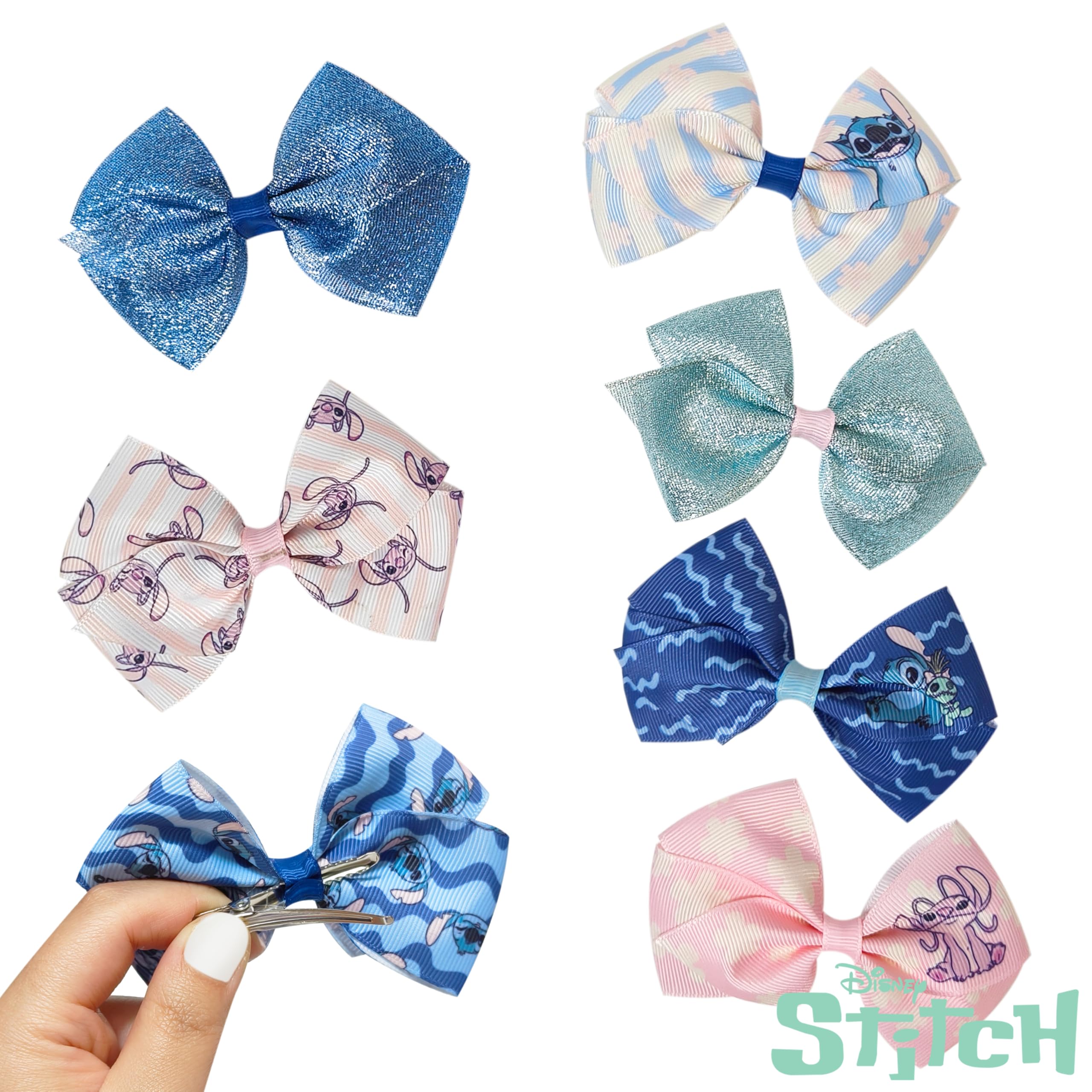 LUV HER Stitch bows close-up, kid-friendly design for simple styling routines
