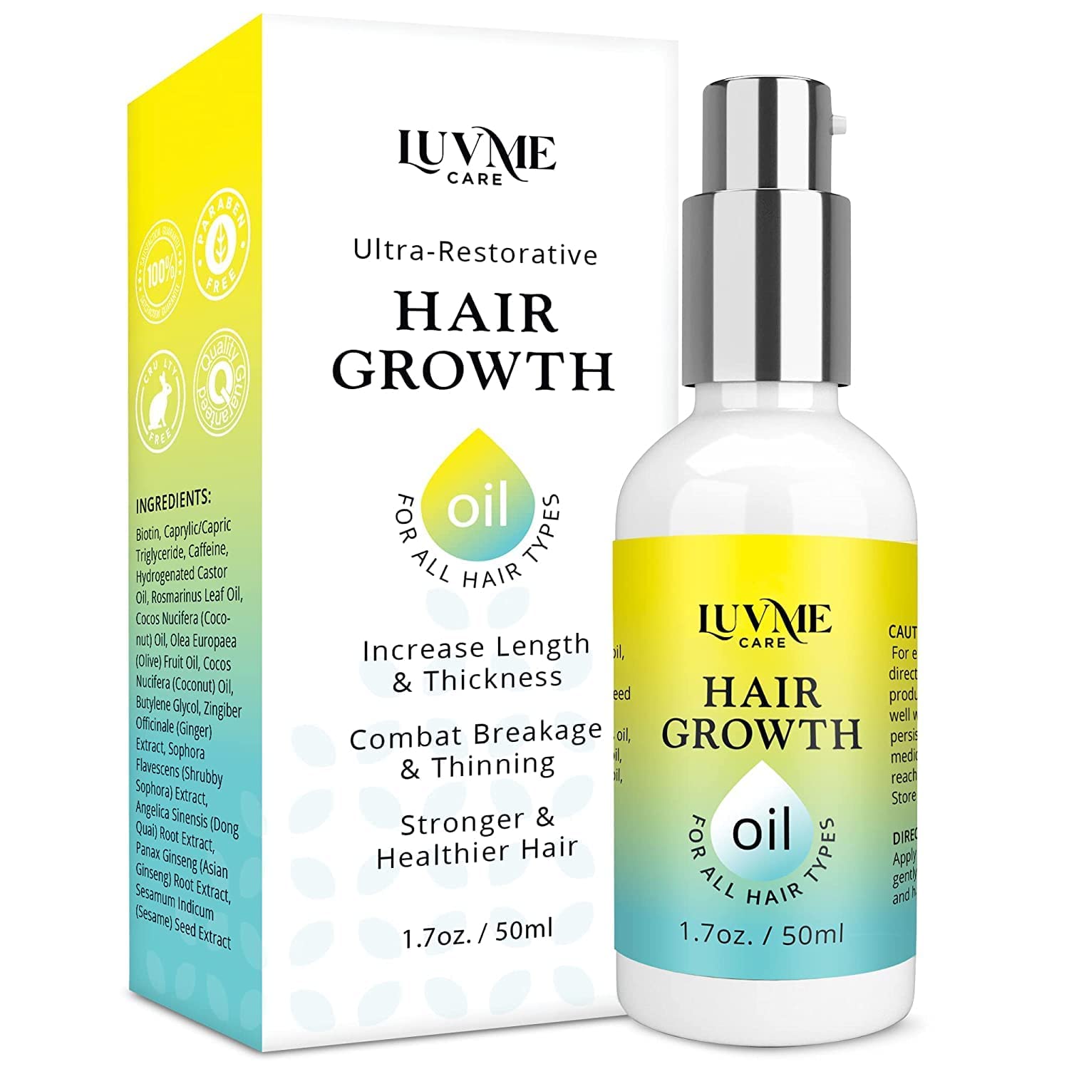 Luv Me Care Biotin Hair Growth Oil bottle with dropper for easy application and nourishment