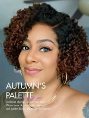 LUVME HAIR closeup of kinky curls with ombre brown highlights for defined texture