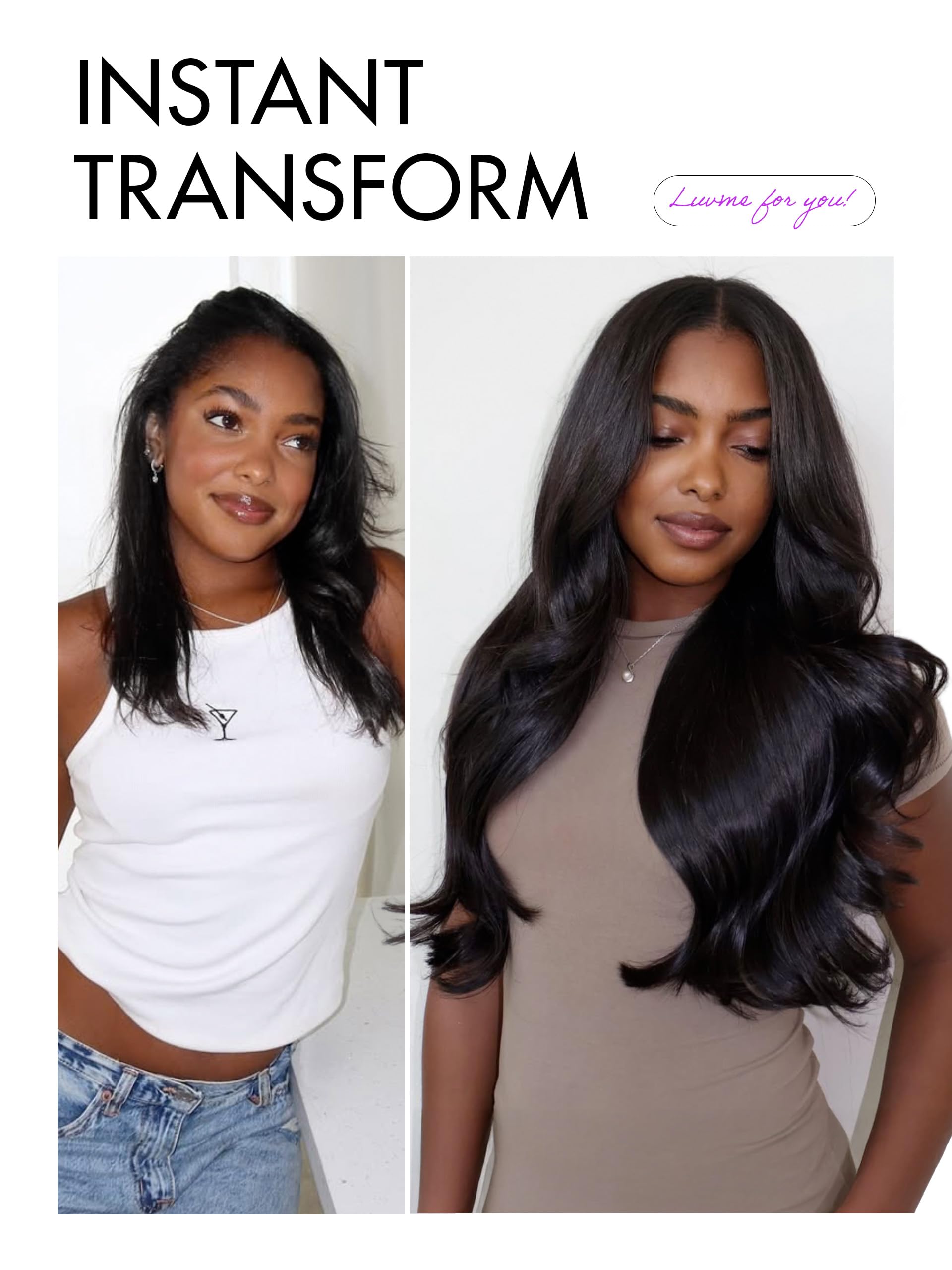 LUVME HAIR 18in natural black lace-front wig silhouette and shine
