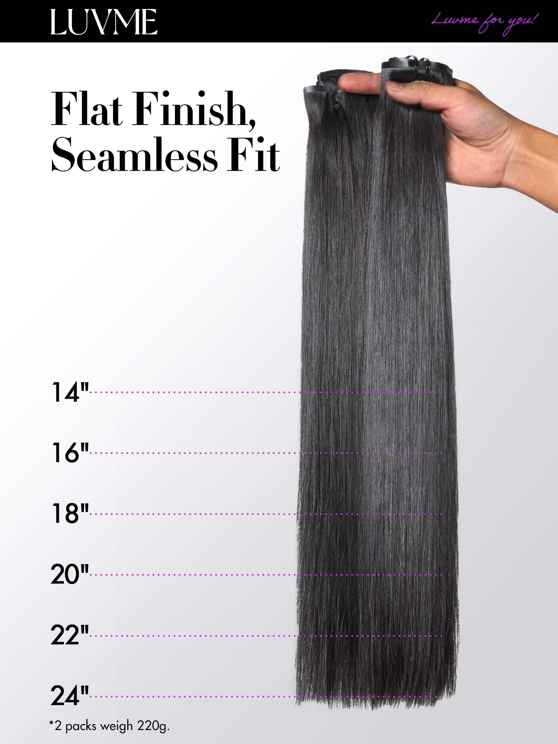 LUVME length options 16 to 24 inches for fuller natural-looking fullness