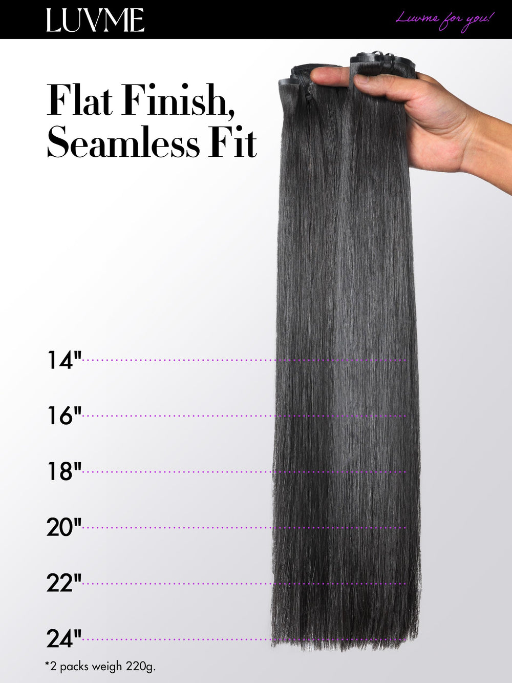 LUVME length options 16 to 24 inches for fuller natural-looking fullness