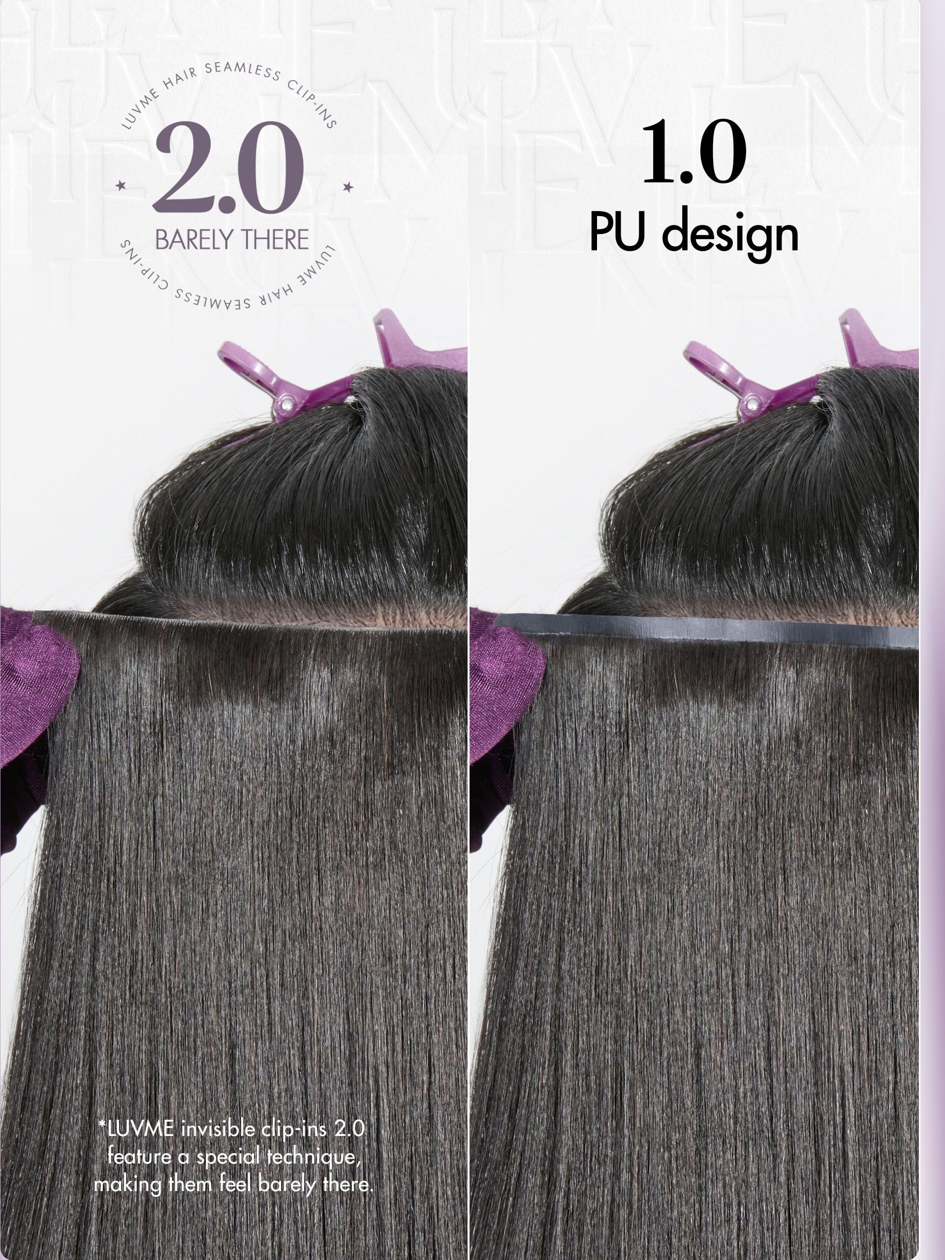 LUVME natural black clip-ins blend with dark hair