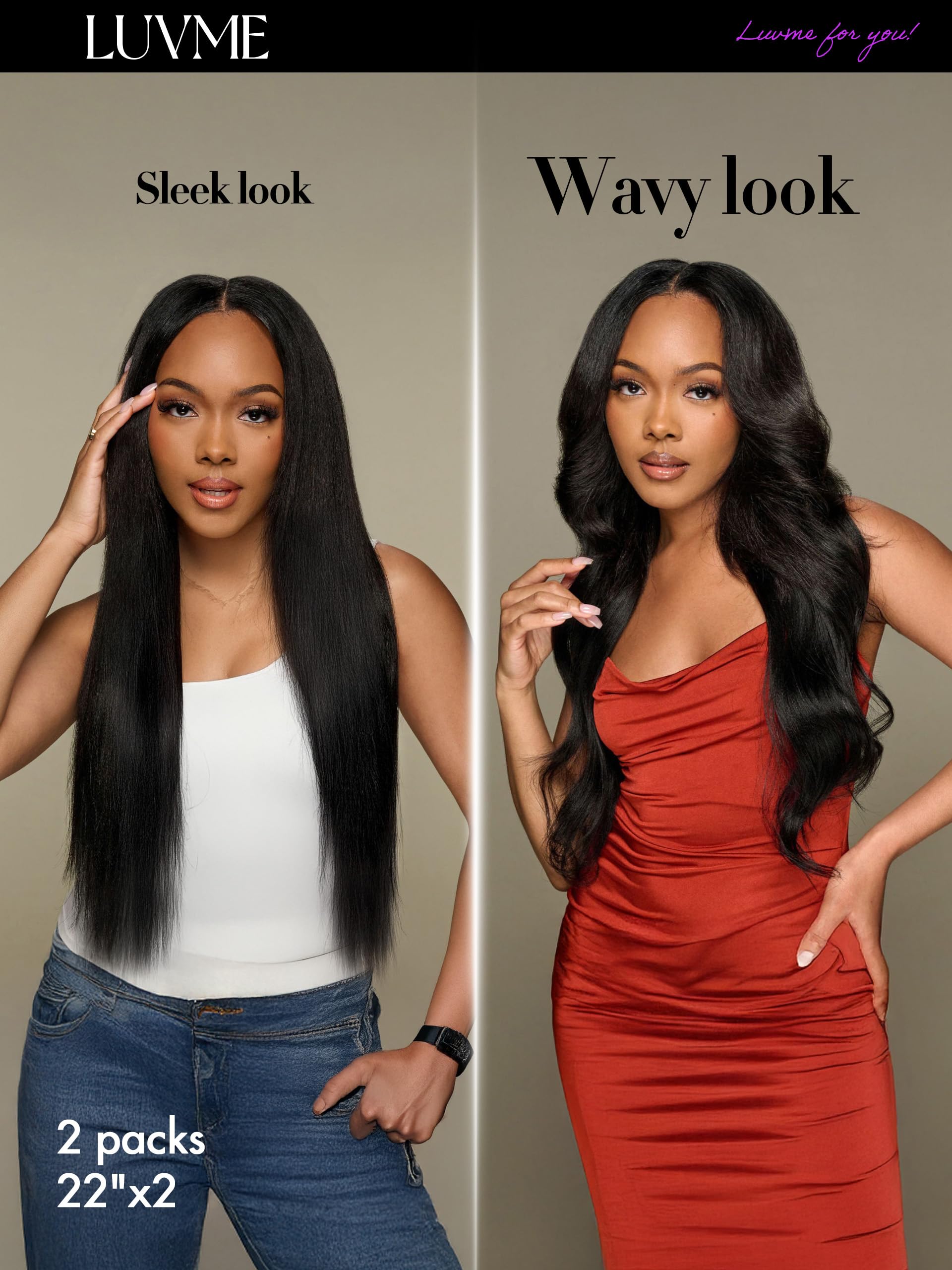 Invisible PU weft clip-in visible seam-free look on scalp.
