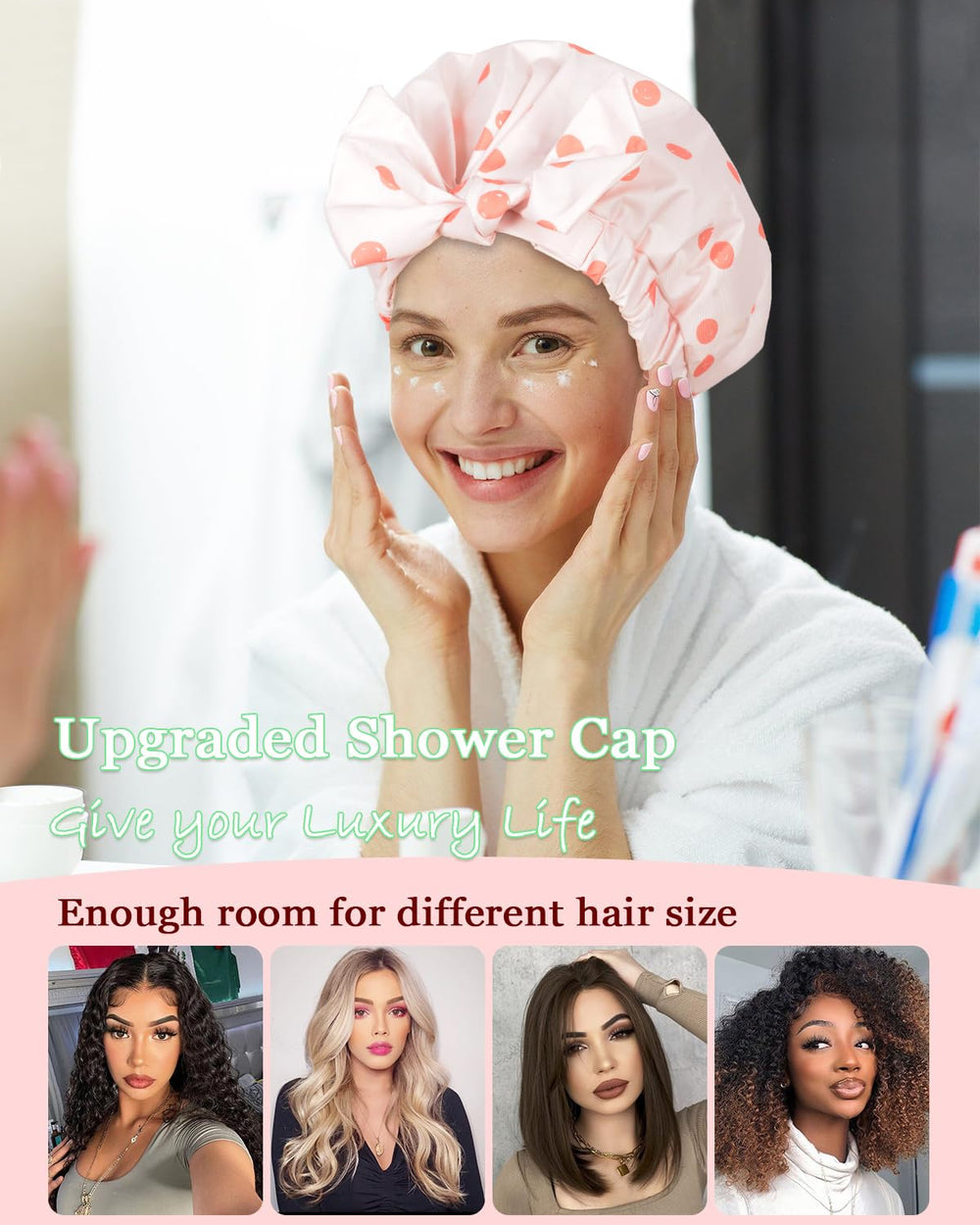 Luvruitaky shower cap hair-secured conveys stable fit during washing
