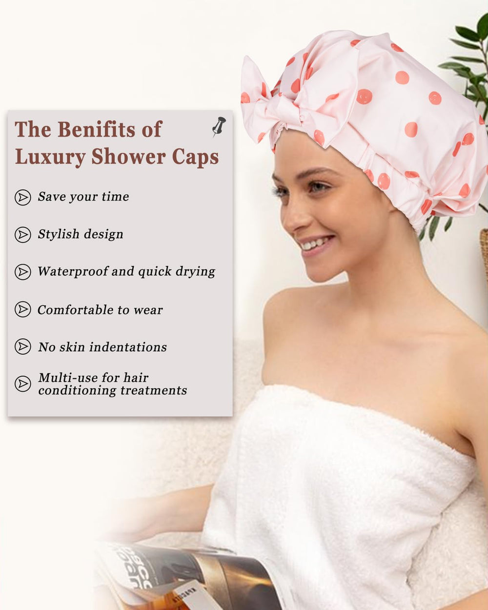 Luvruitaky shower cap travel-packable supports on-the-go styling and hair protection