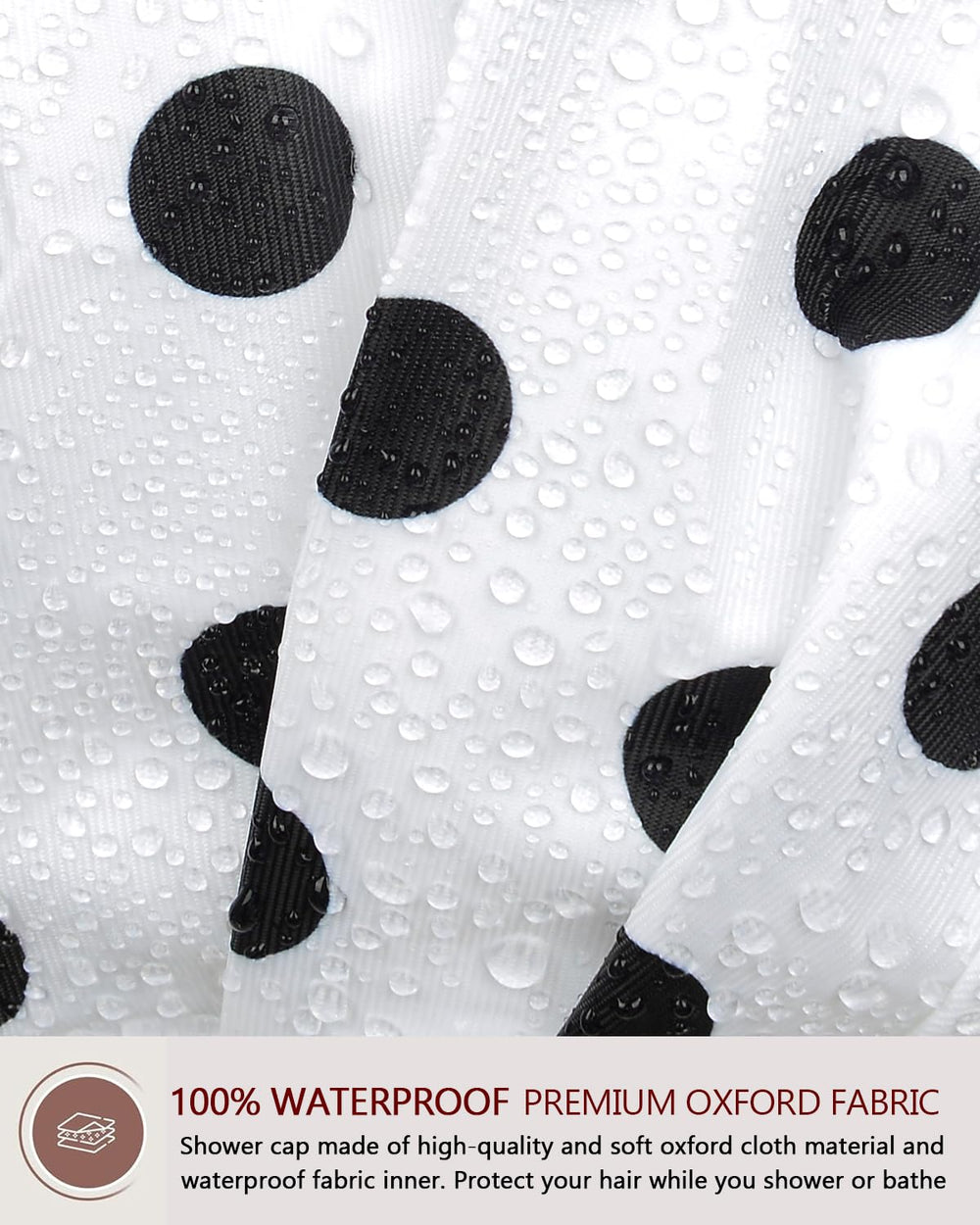 Luvruitaky shower cap adjustable strap highlights secure fit for many head sizes