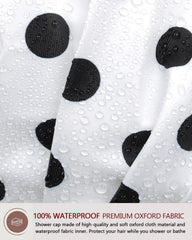 Luvruitaky shower cap adjustable strap highlights secure fit for many head sizes