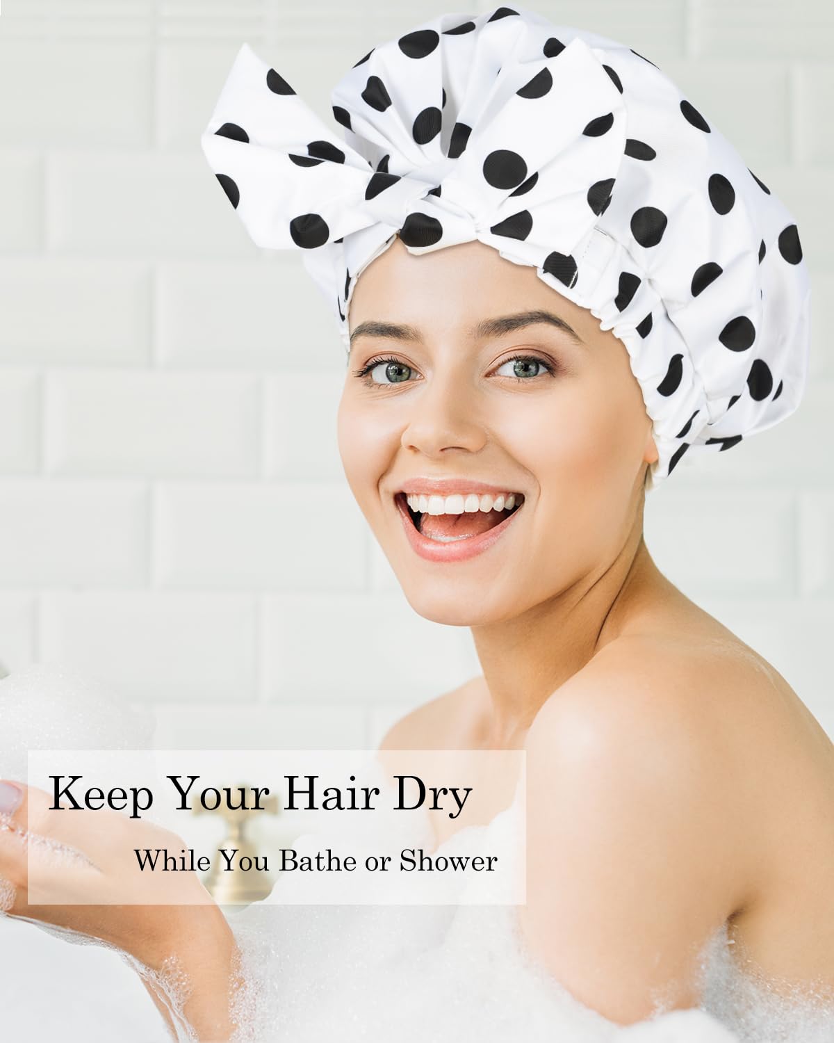 Luvruitaky shower cap reusable-materials emphasizes eco-friendly, breathable outer and waterproof inner