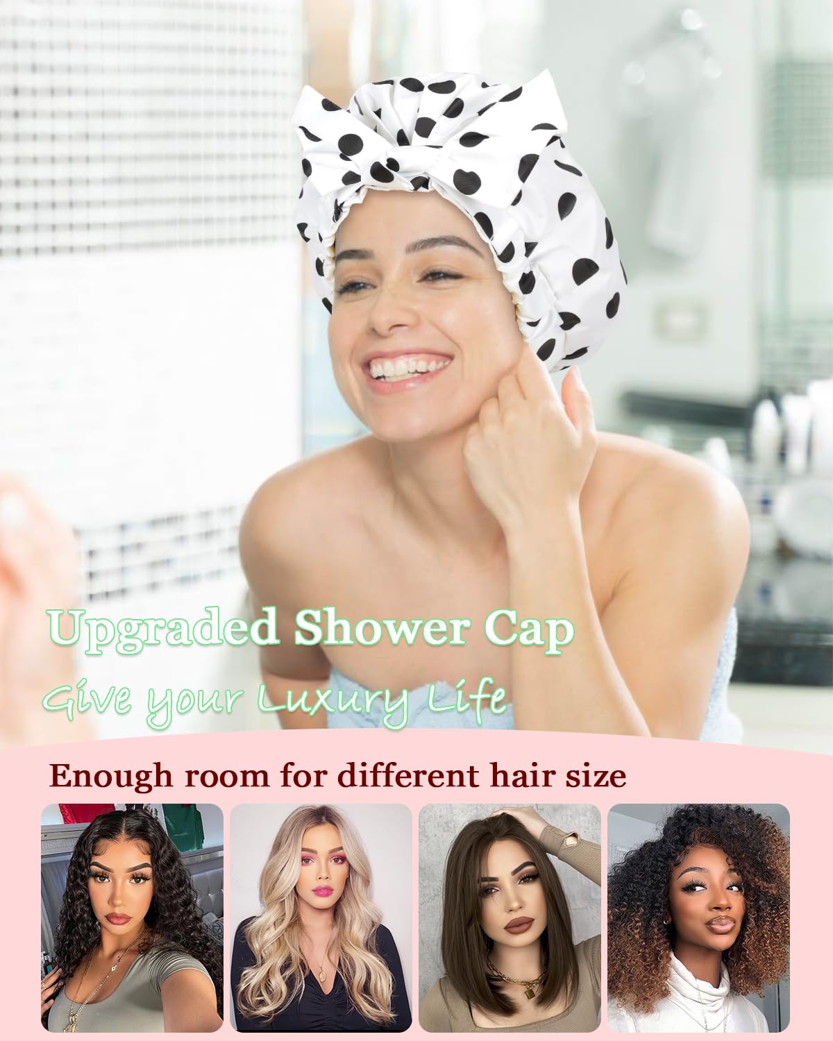 Luvruitaky shower cap travel-spa-use showcases versatile protection during routines
