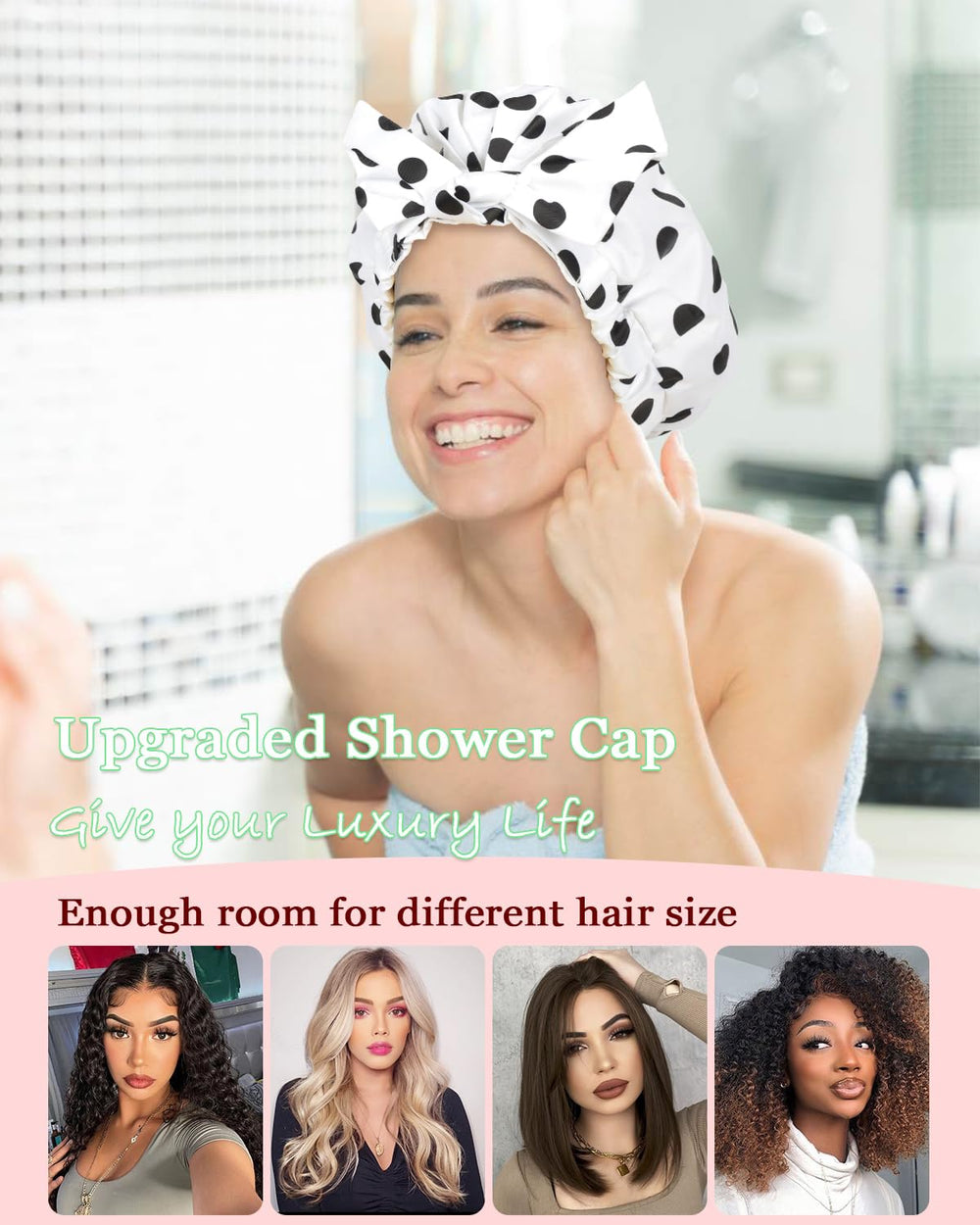 Luvruitaky shower cap travel-spa-use showcases versatile protection during routines