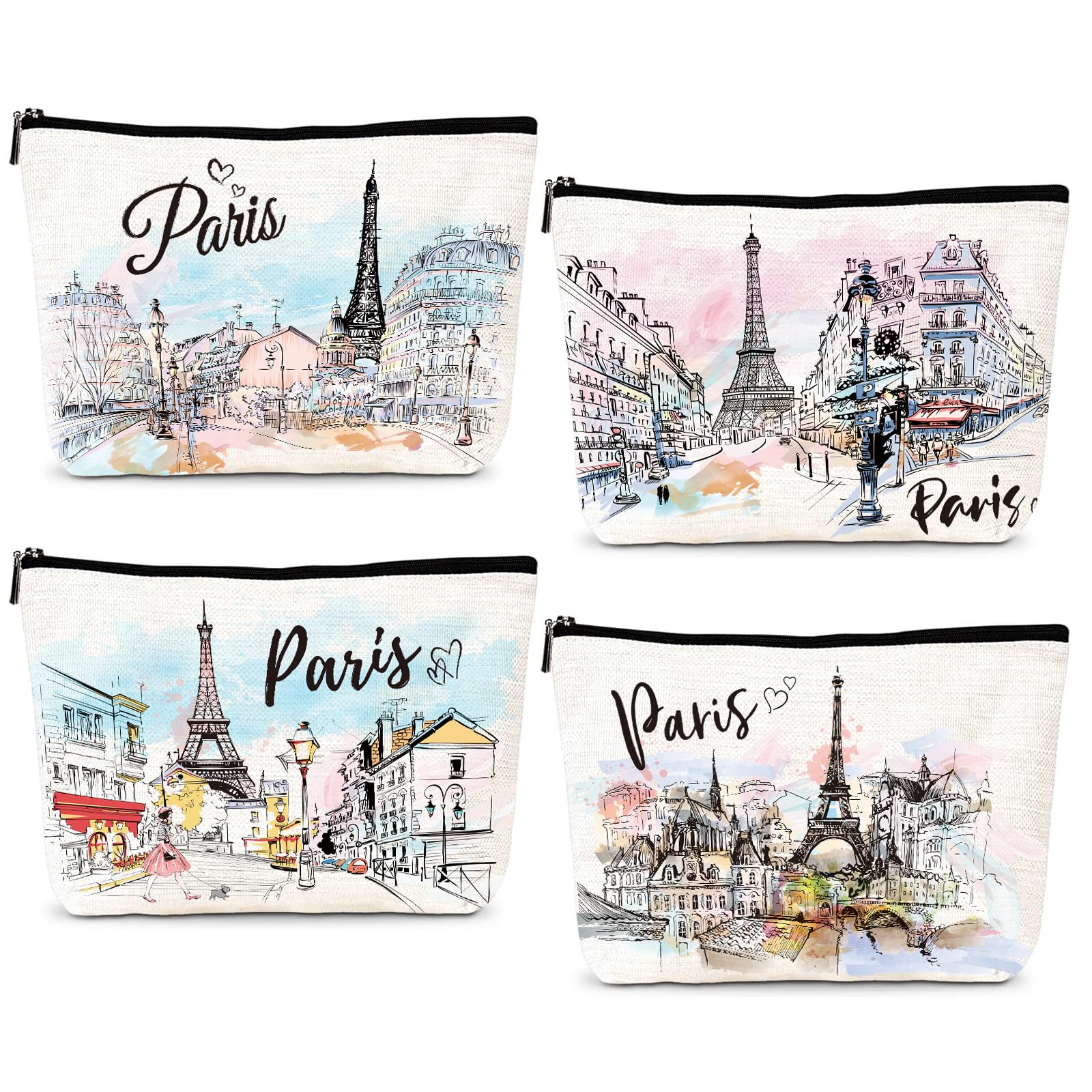 Luvsweets Eiffel Tower makeup bag front view for organized travel and Paris-inspired style