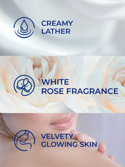 LUX International Creamy Perfection Soap white-flower-scent evokes delicate fragrance during cleansing.