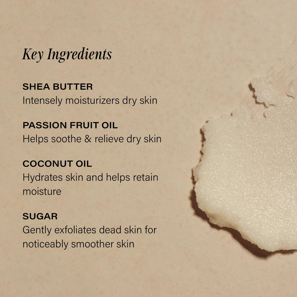 Lux Unfiltered N°28 shea butter and passion fruit oil nourish skin after exfoliation.