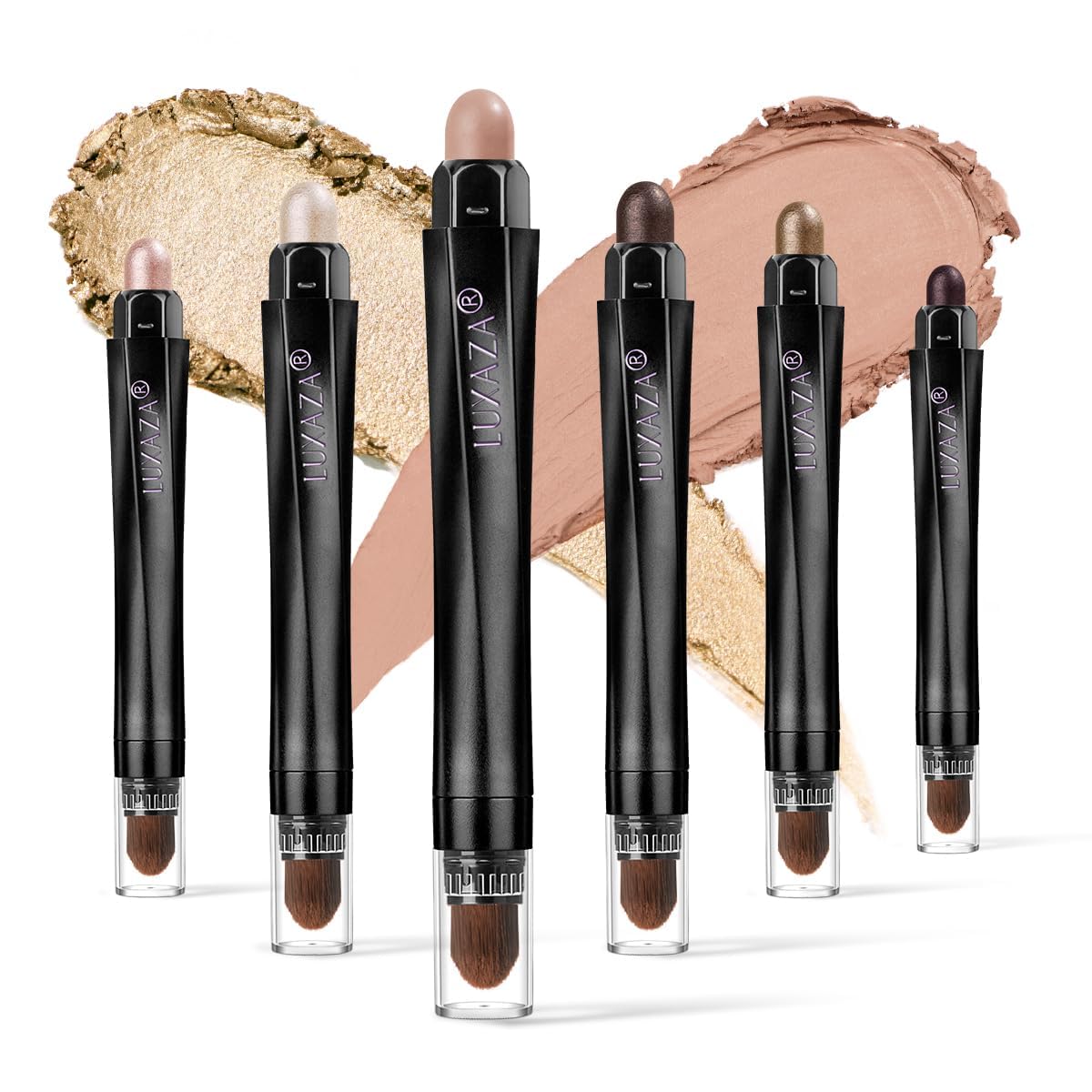 Luxaza 6pcs cream eyeshadow set showing cohesive color range for effortless looks
