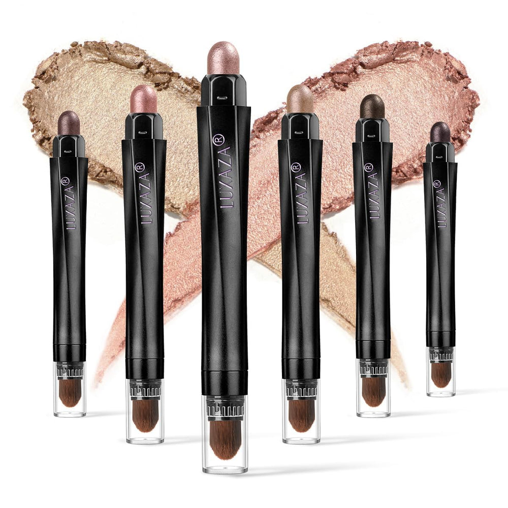 LUXAZA 6PCS Eyeshadow Stick Set shows coordinated colors for versatile day-to-night looks.