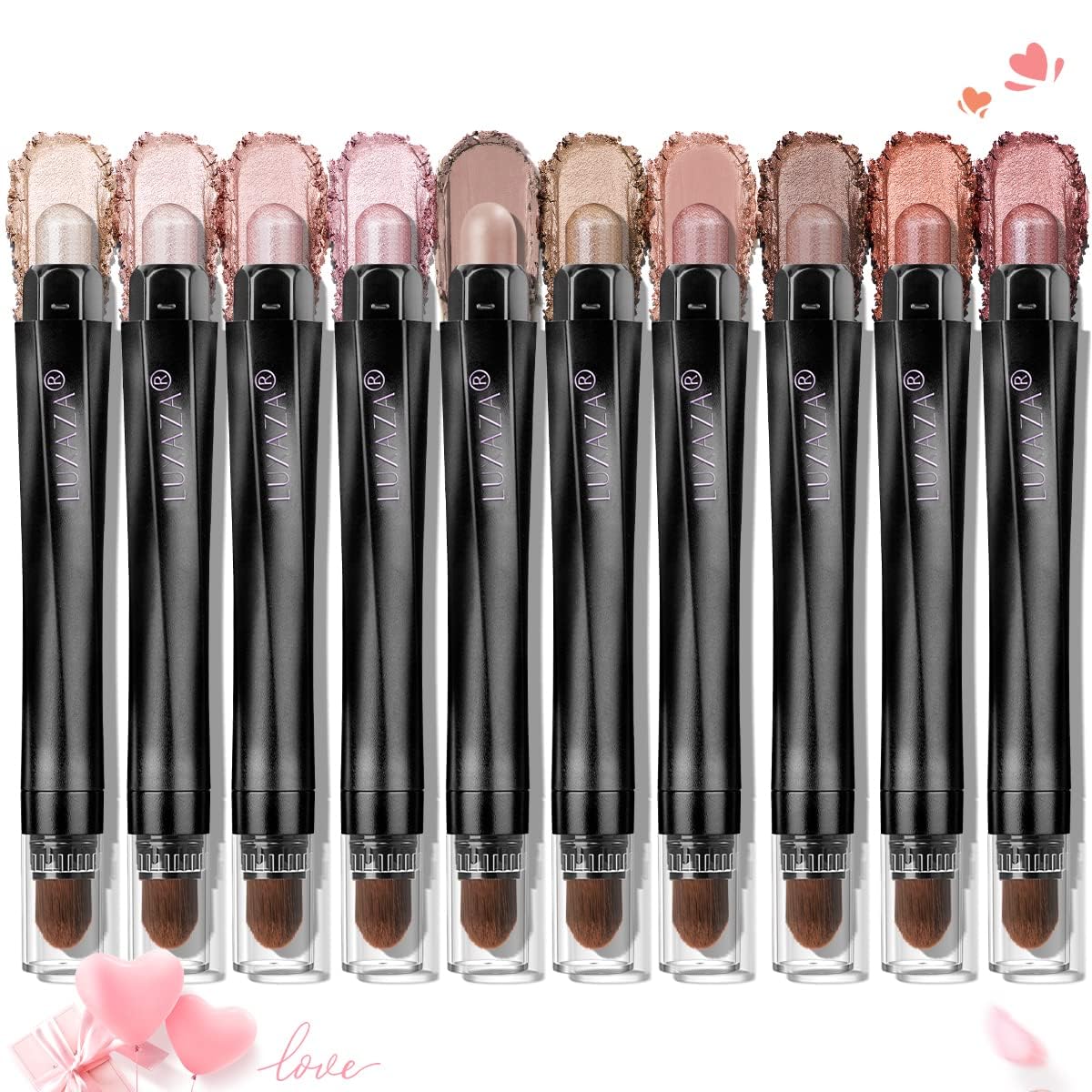 LUXAZA Eyeshadow Stick champagne pink swatch for radiant shimmer and all-day color.