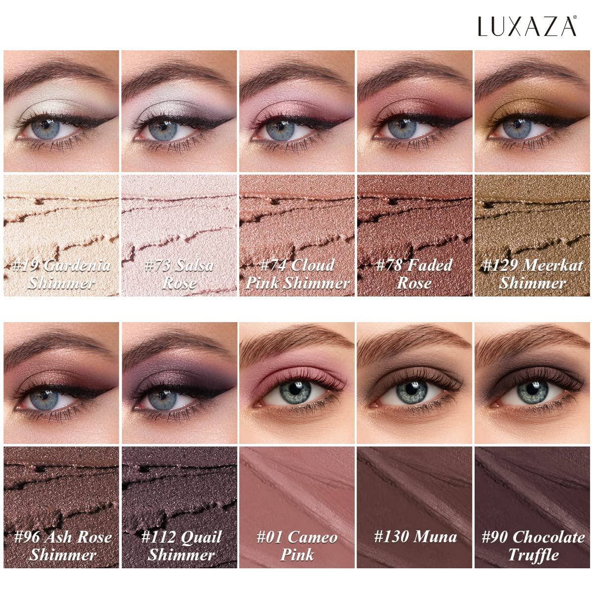 LUXAZA eyeshadow-stick neutral-brown palette swatch for versatile shading