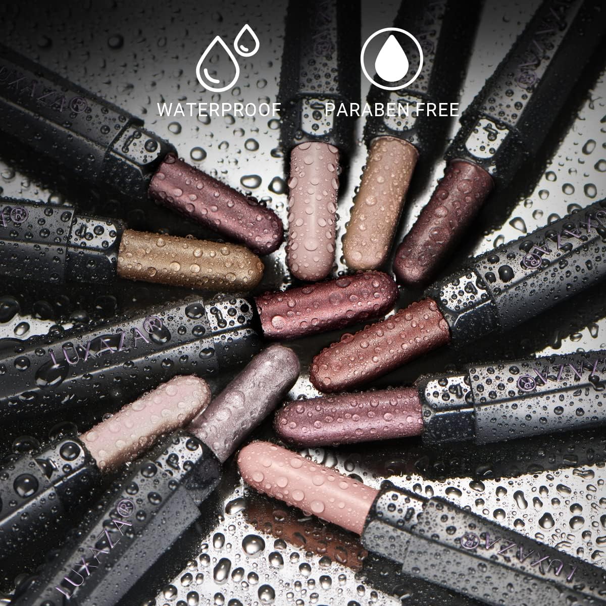 LUXAZA Eyeshadow Stick rich color range offers versatile looks.