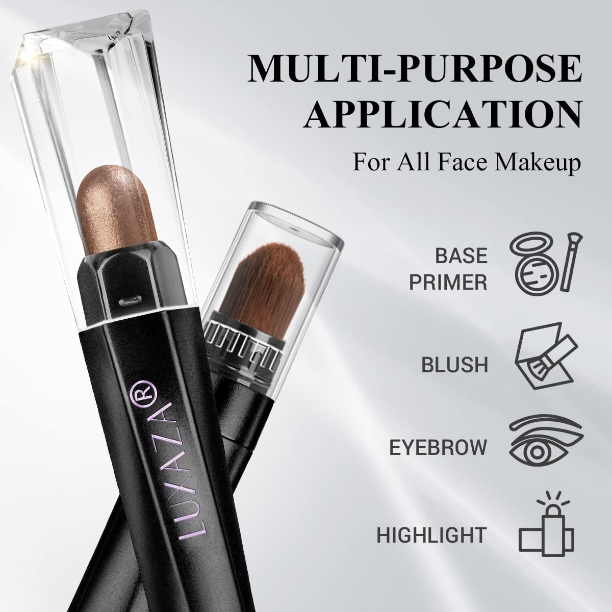 LUXAZA blending brush on side aids smudge-proof finish