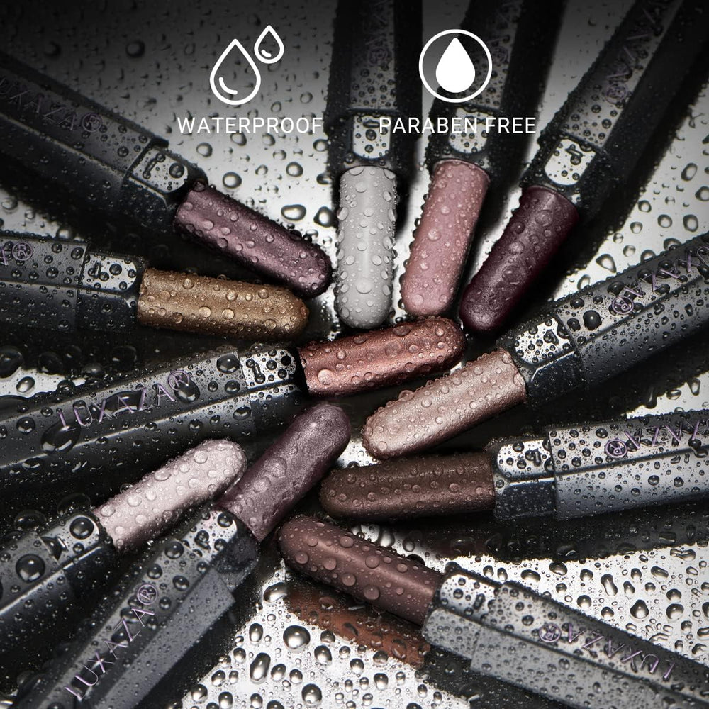 LUXAZA eyeshadow-stick silky-cream texture shown on eyelid