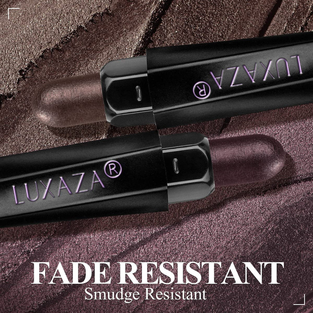 Luxaza matte shimmer eyeshadow stick showing versatile finish options