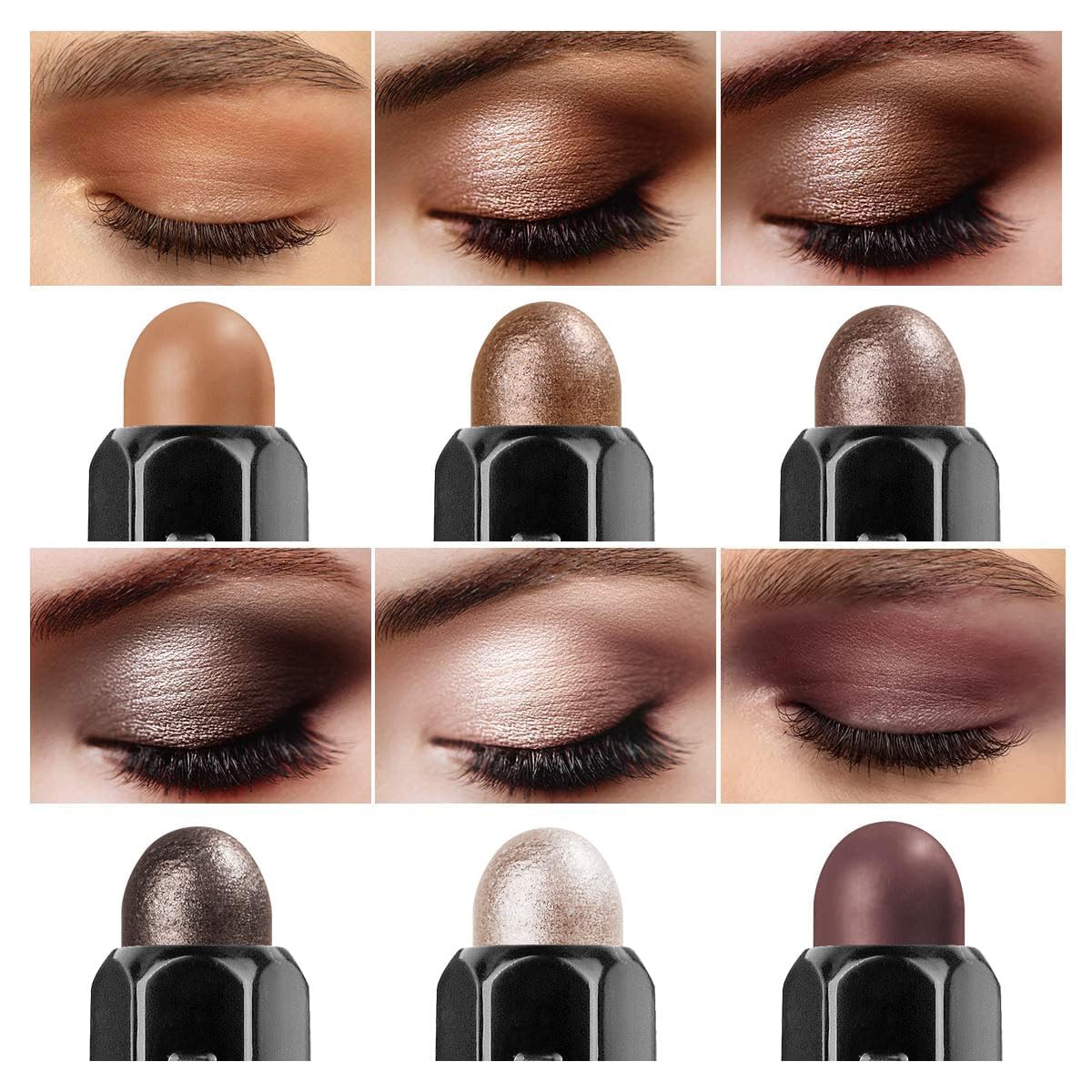 Luxaza metallic shimmer eye shadow stick delivers radiant highlight for evening wear.