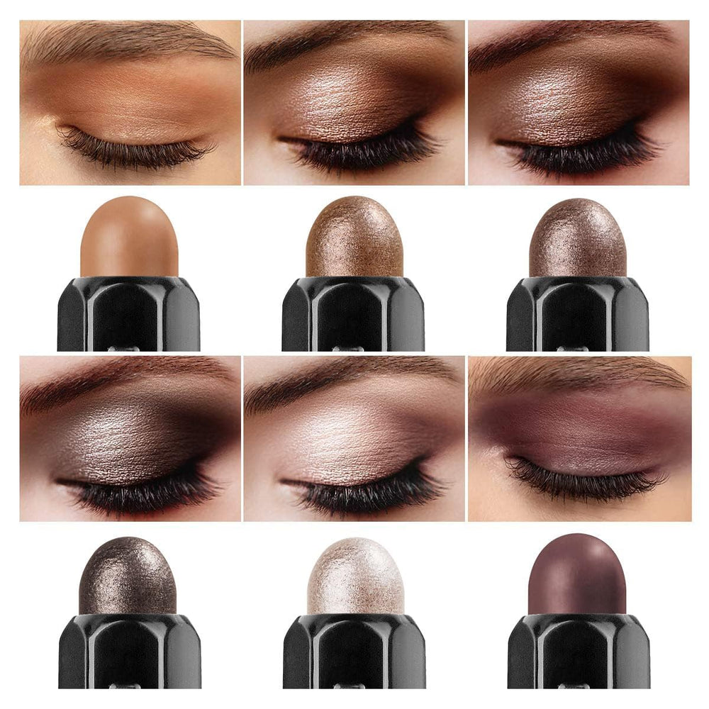 Luxaza metallic shimmer eye shadow stick delivers radiant highlight for evening wear.