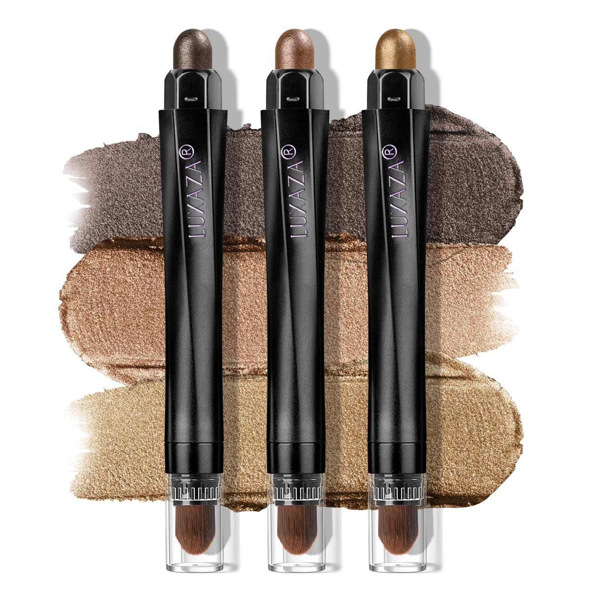 LUXAZA PRO brown eyeshadow stick set closeup—easy glide for quick definition.