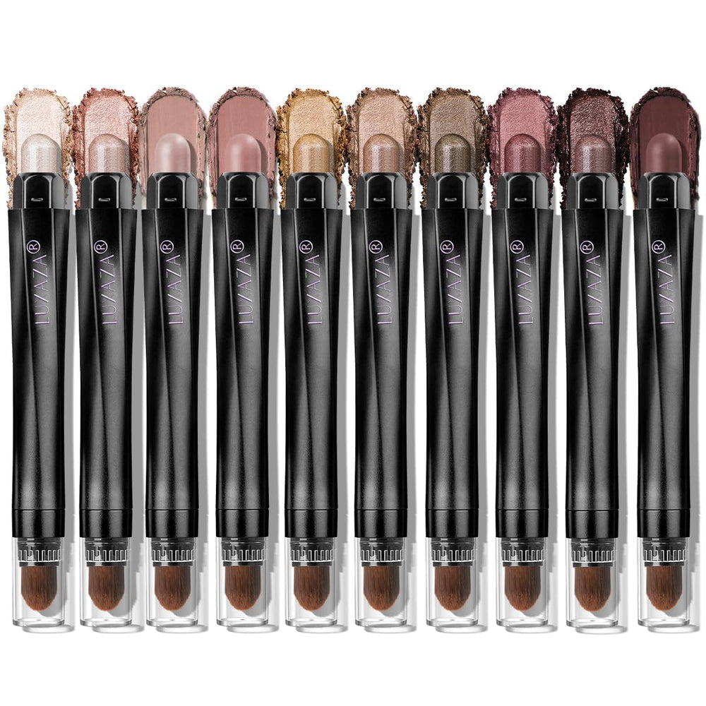 LUXAZA PRO brown eyeshadow stick set swatches for rich, even coverage.